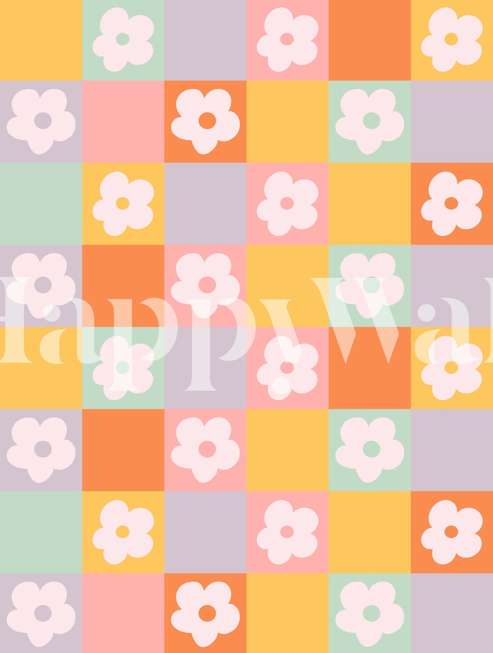 Retro Check Flowers tapet i et rum