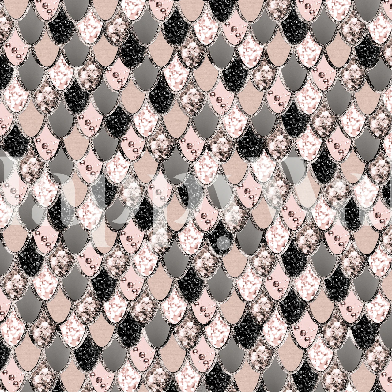 Rose gold blush scales pattern wallpaper, shimmering design
