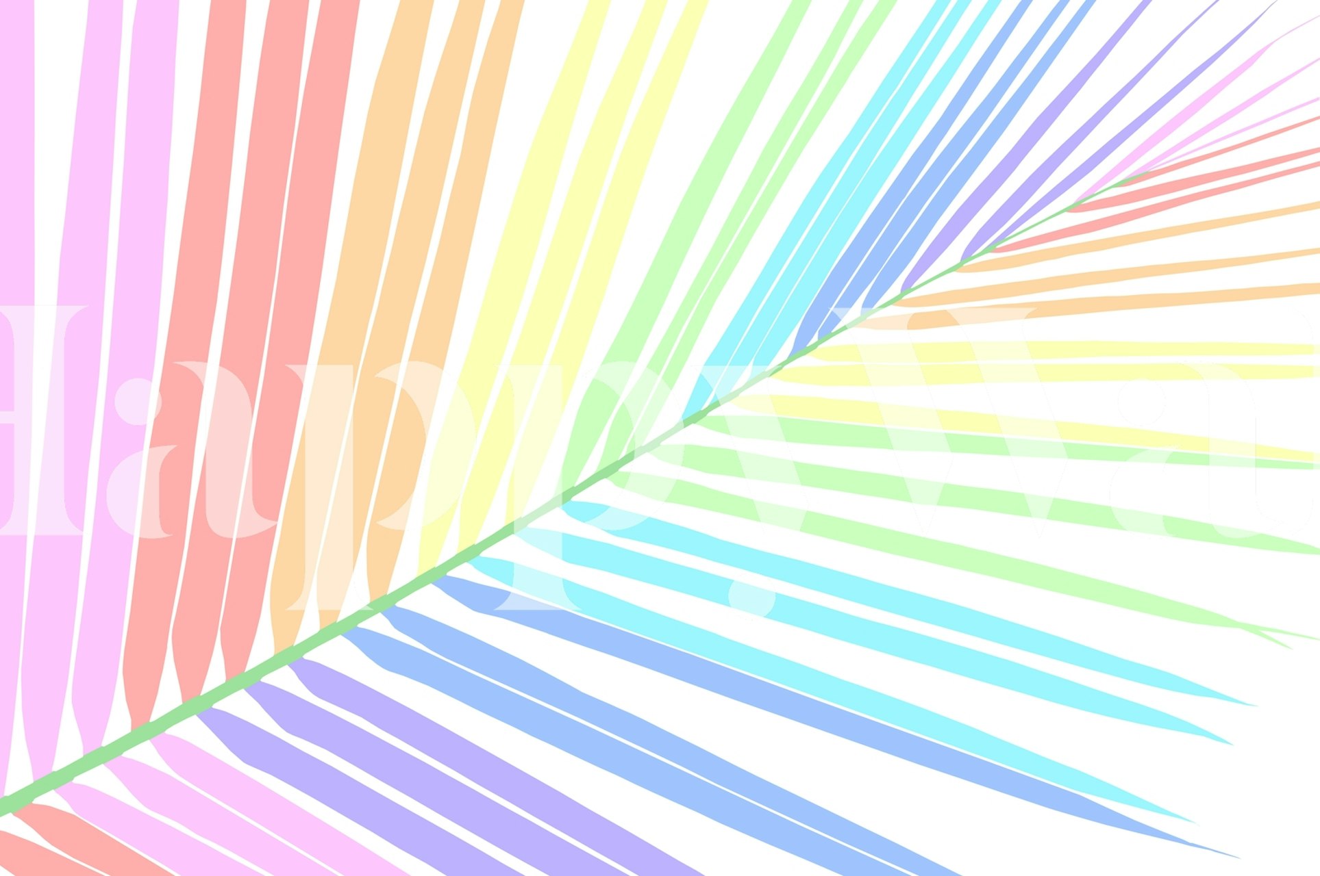 Rainbow Palm Leaf behang in een kamer