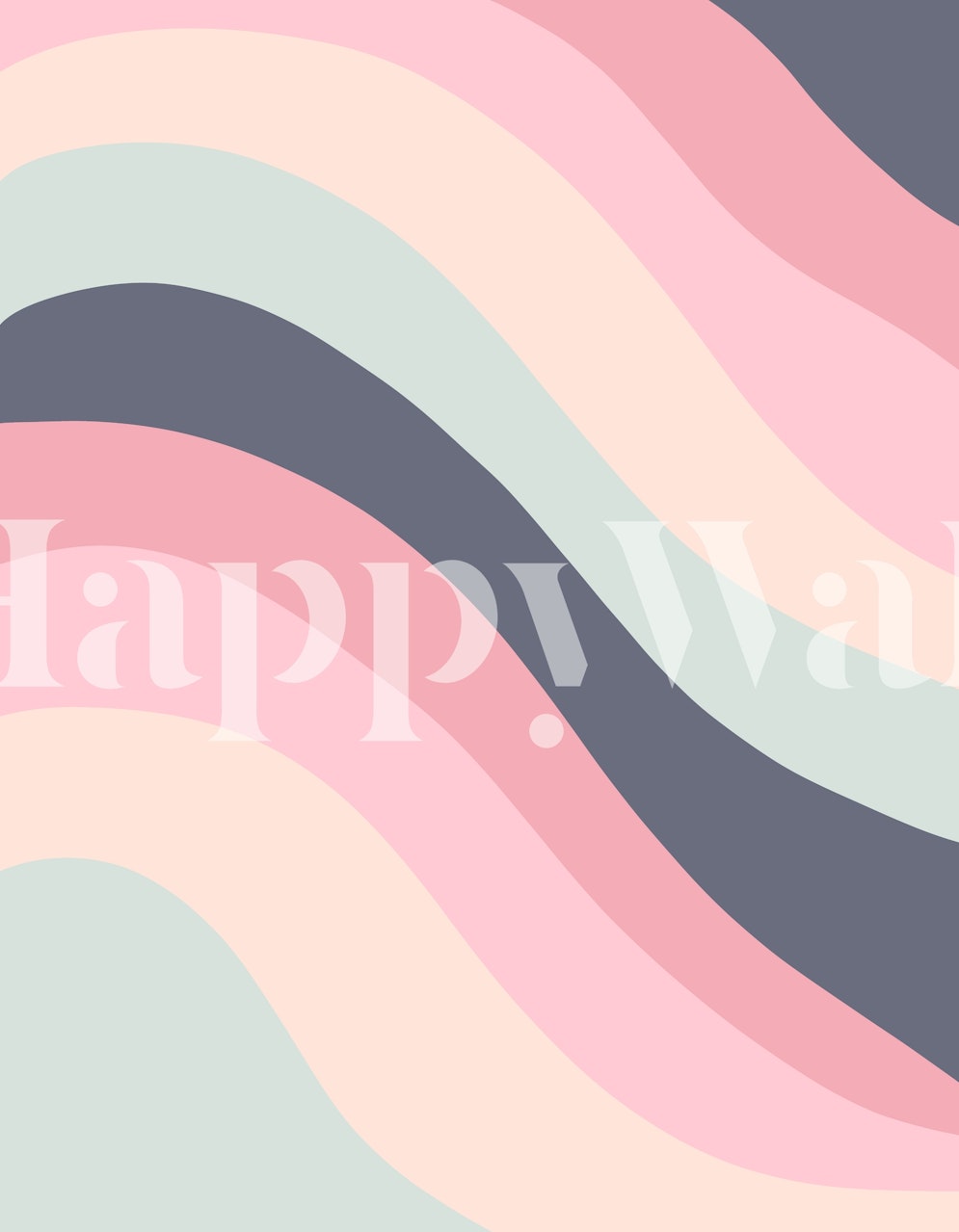 Abstract wavy patterns in pink, cream, teal, and gray wallpaper