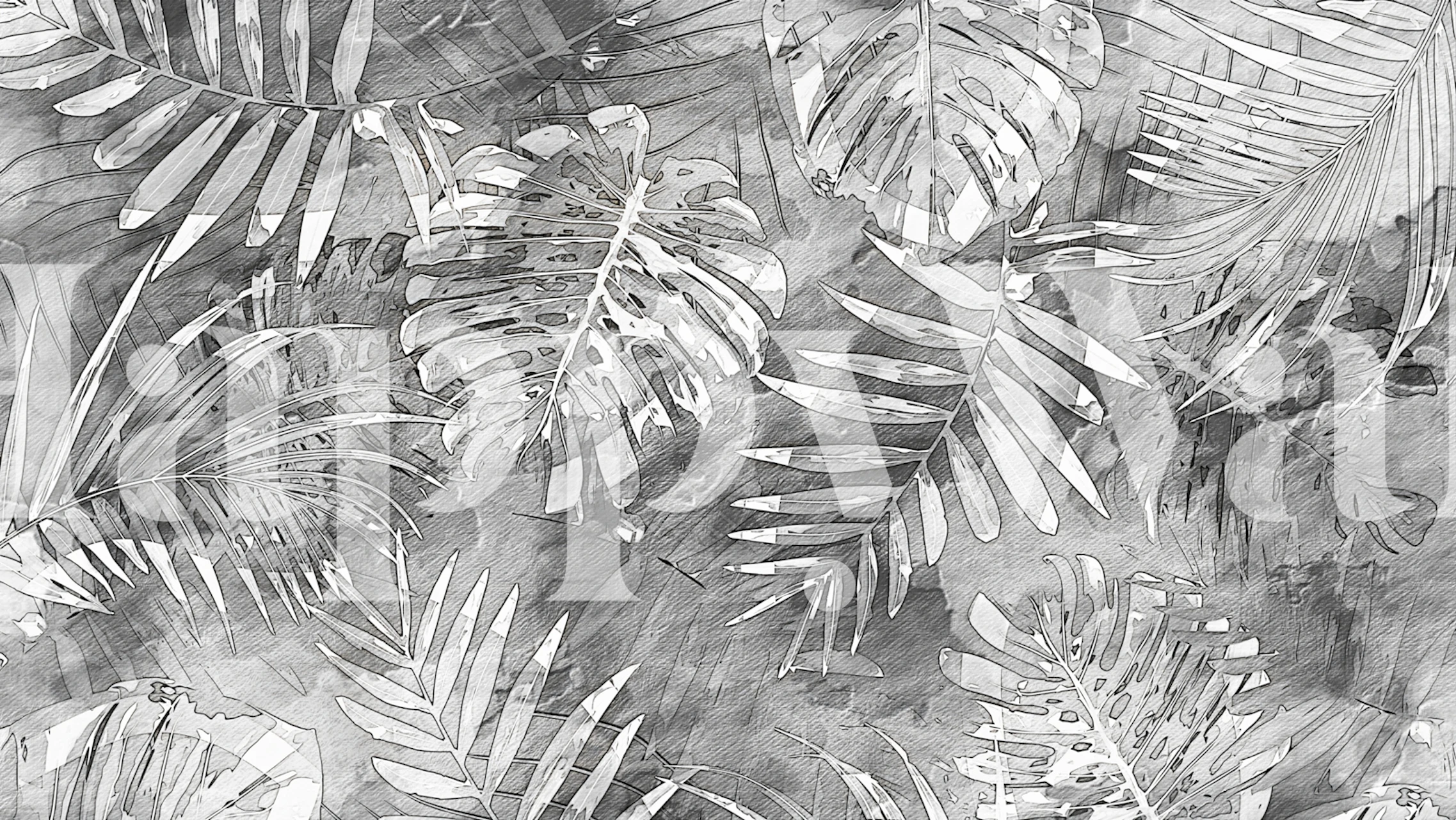 Black a White tapeta ve stylu mid-century flora