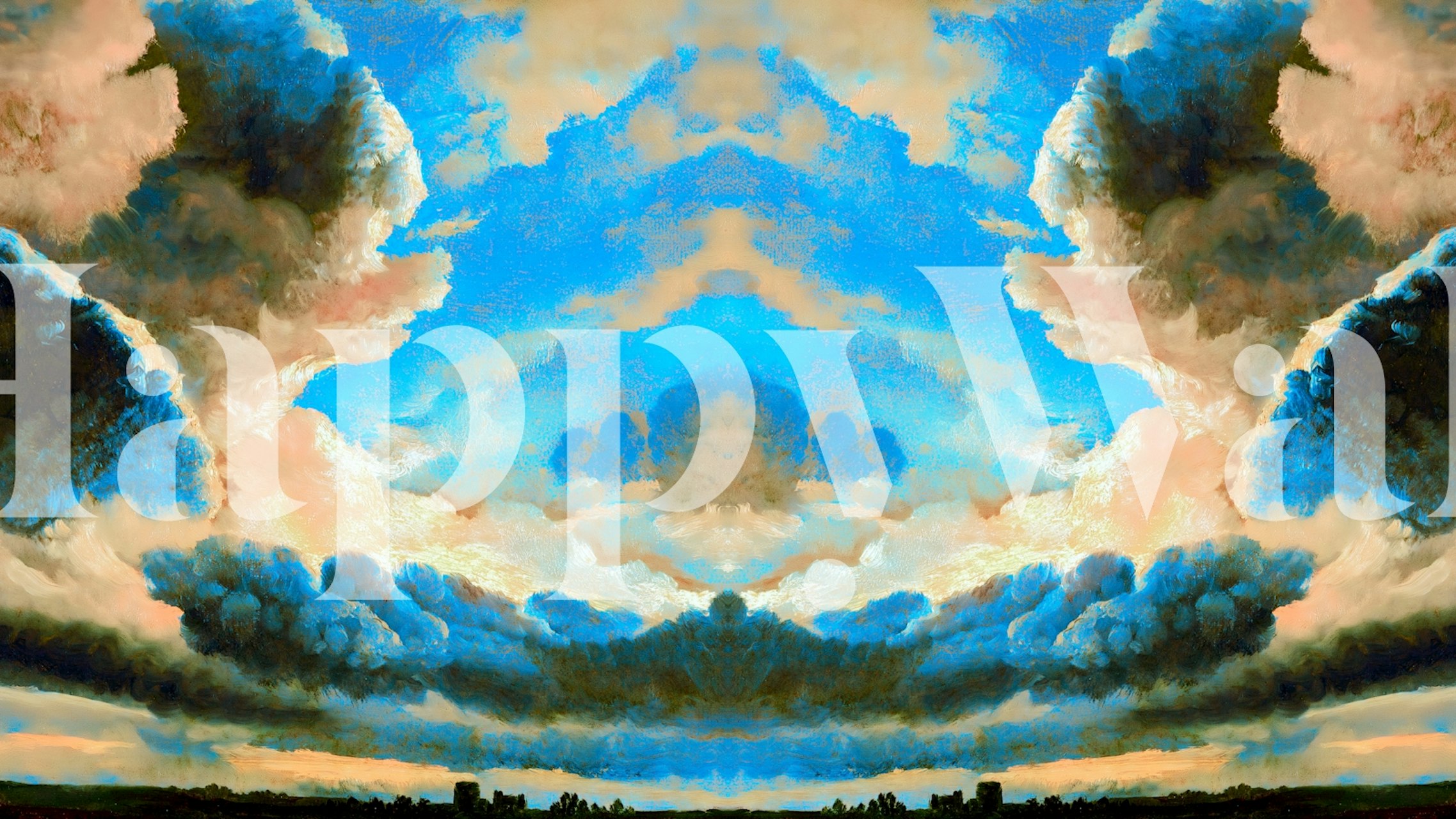 Blue and white clouds against a bright sky wallpaper