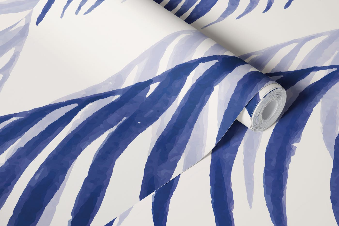 Blue Palm Leaves wallpaper roll