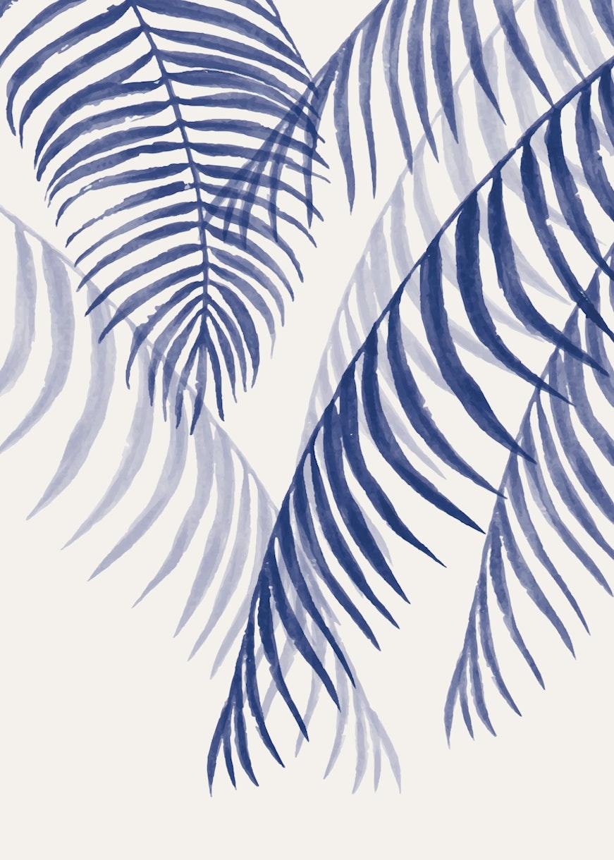 Blue Palm Leaves wallpaper - Happywall