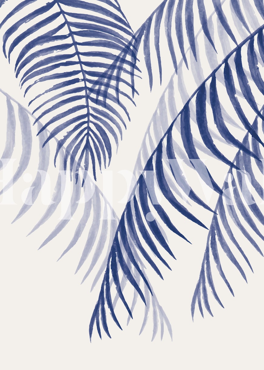 Blue Palm Leaves Wallpaper | Happywall