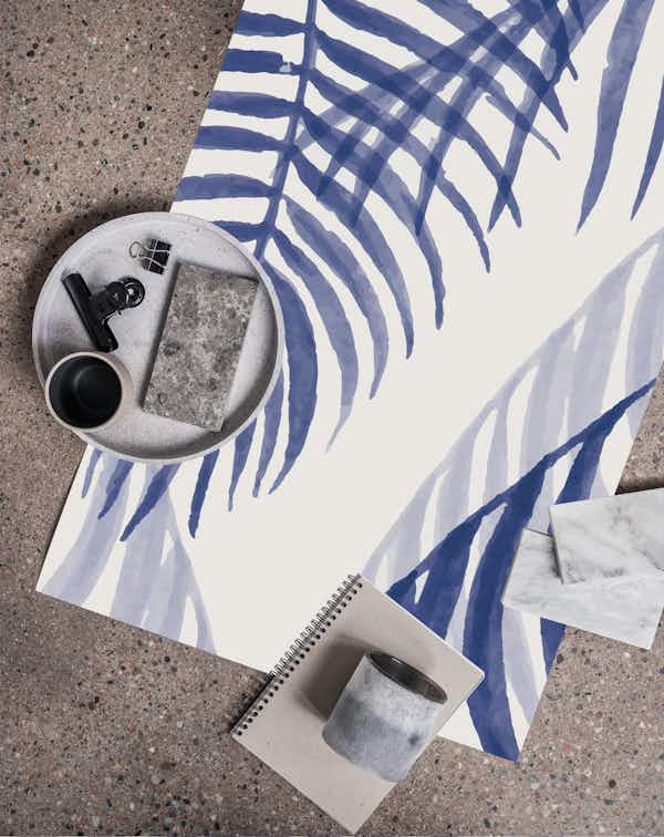 Blue Palm Leaves Wallpaper Happywall