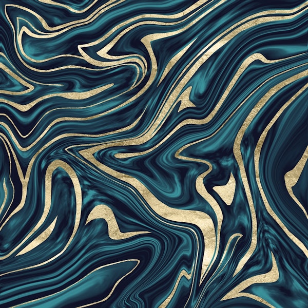 Teal Navy Blue Gold Marble 1