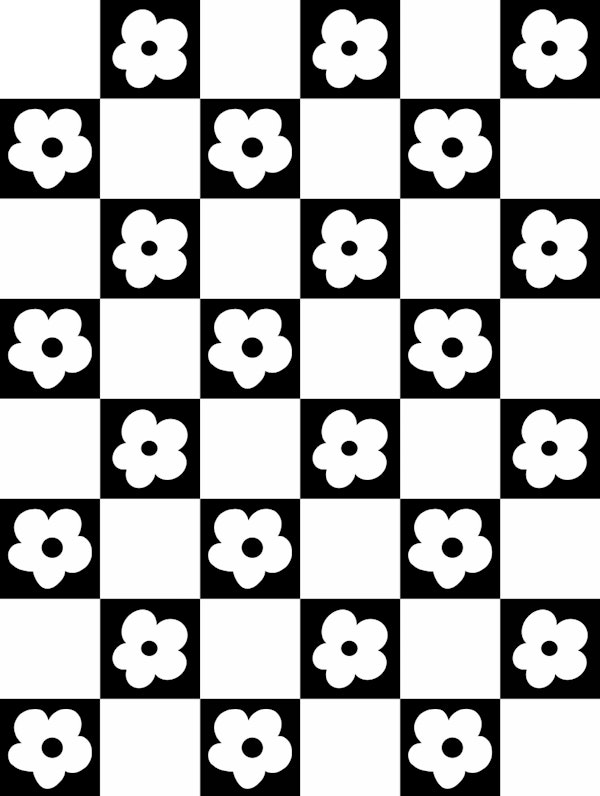 Retro Check Flowers 2