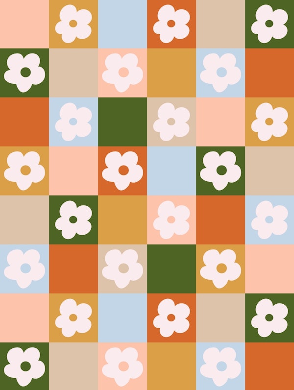 Retro Check Flowers 3