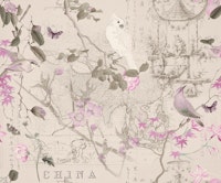 Spring Birds Chinoiserie Pink wallpaper