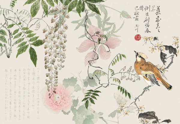 Wisteria And Bird Chinoiserie