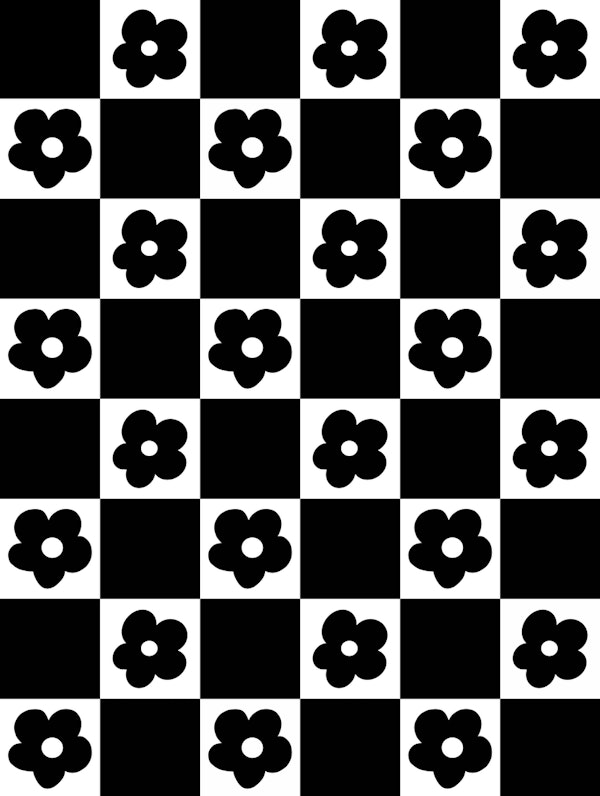 Retro Check Flowers 4