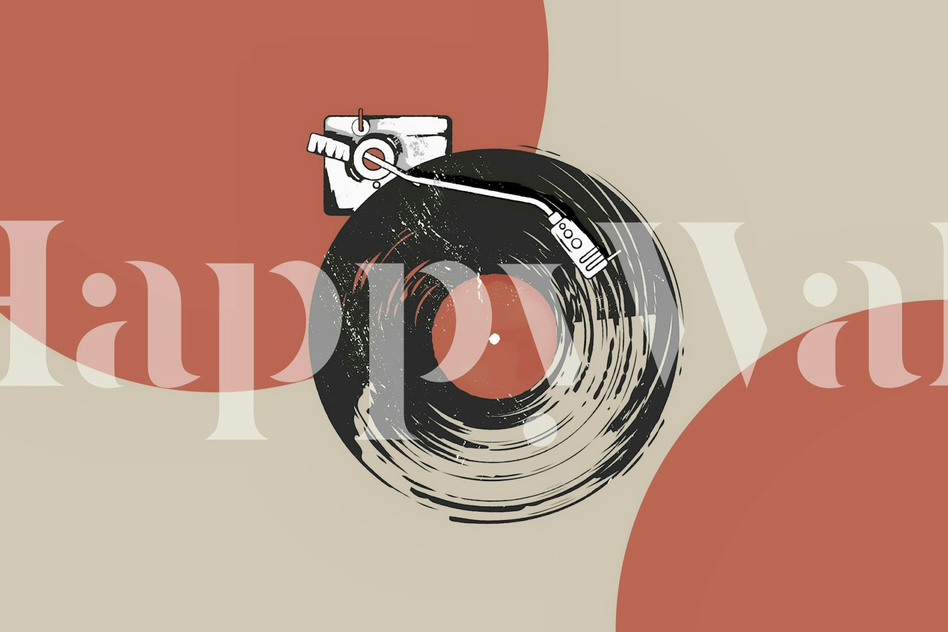 Vinyl record design with soft colors and playful shapes wallpaper