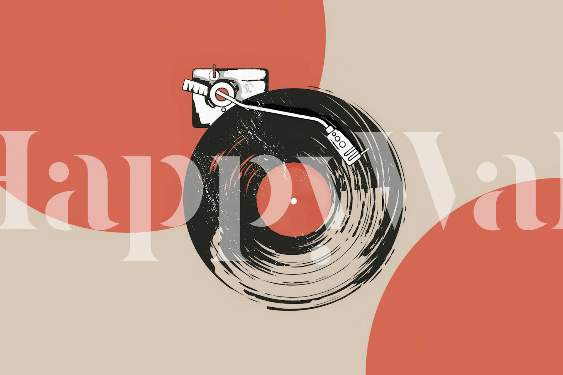 Vinyl record design with soft colors and playful shapes wallpaper