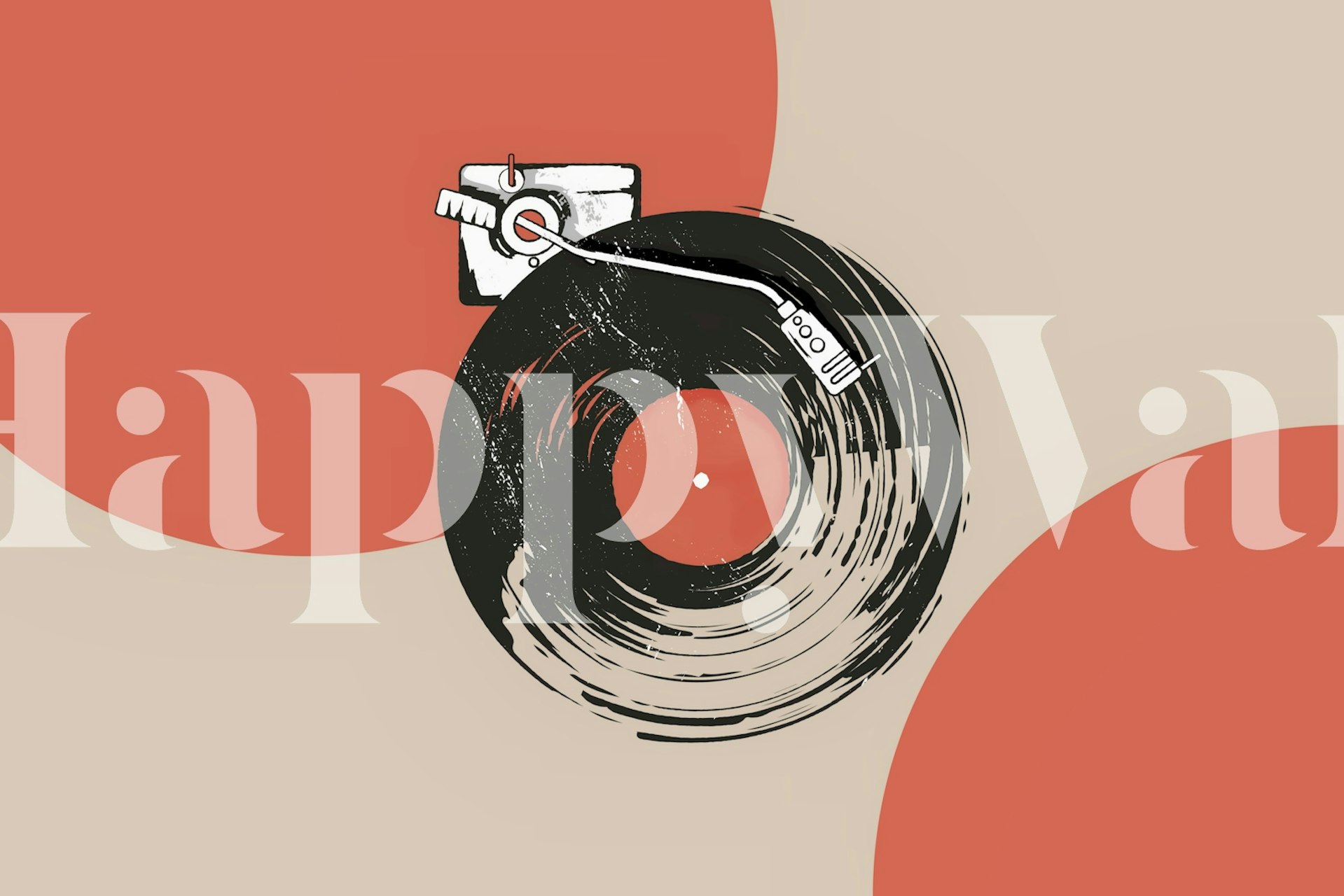 Vinyl record design with soft colors and playful shapes wallpaper