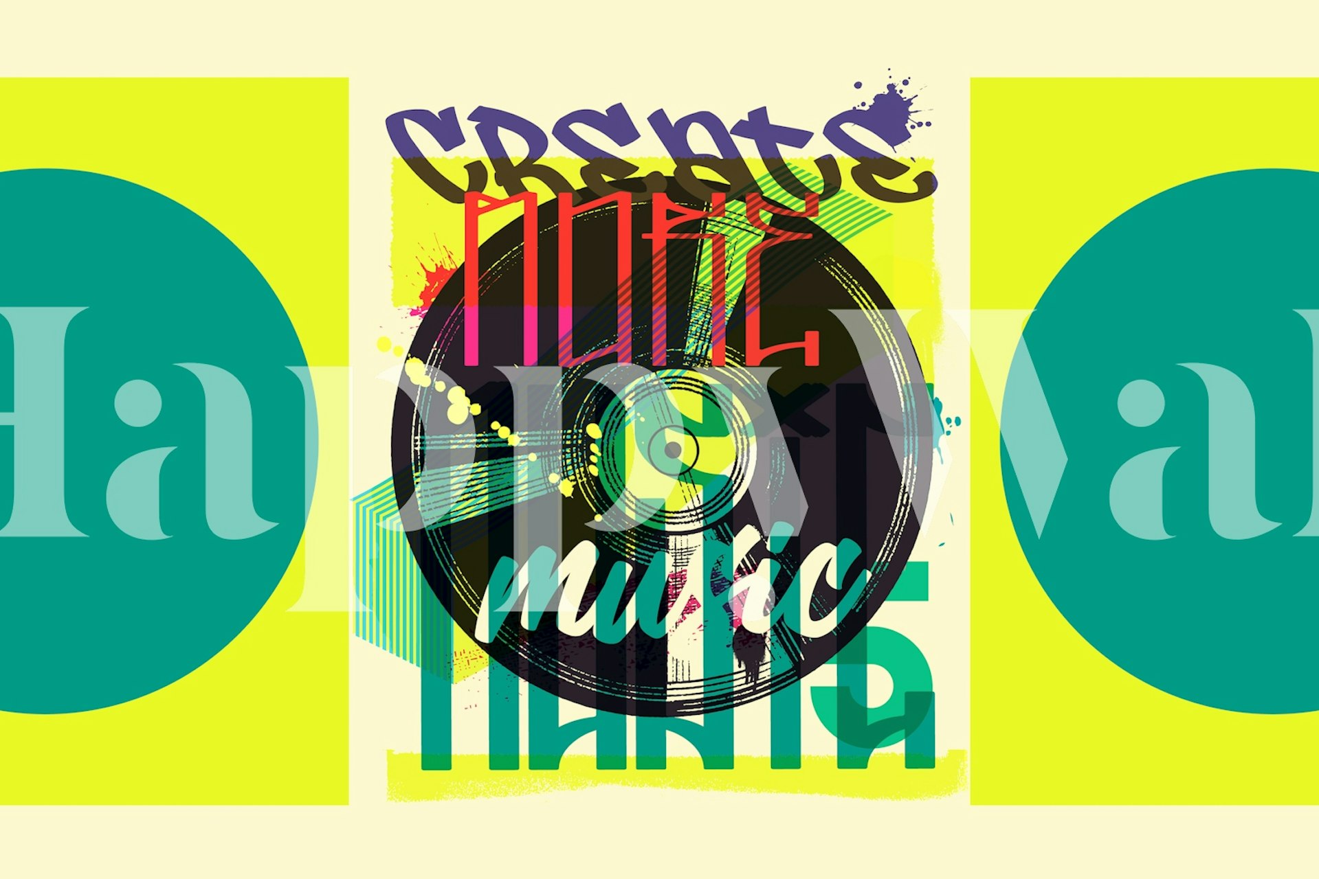 Papel de parede Graffiti Music em um quarto moderno