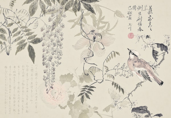Wisteria Bird Chinoiserie