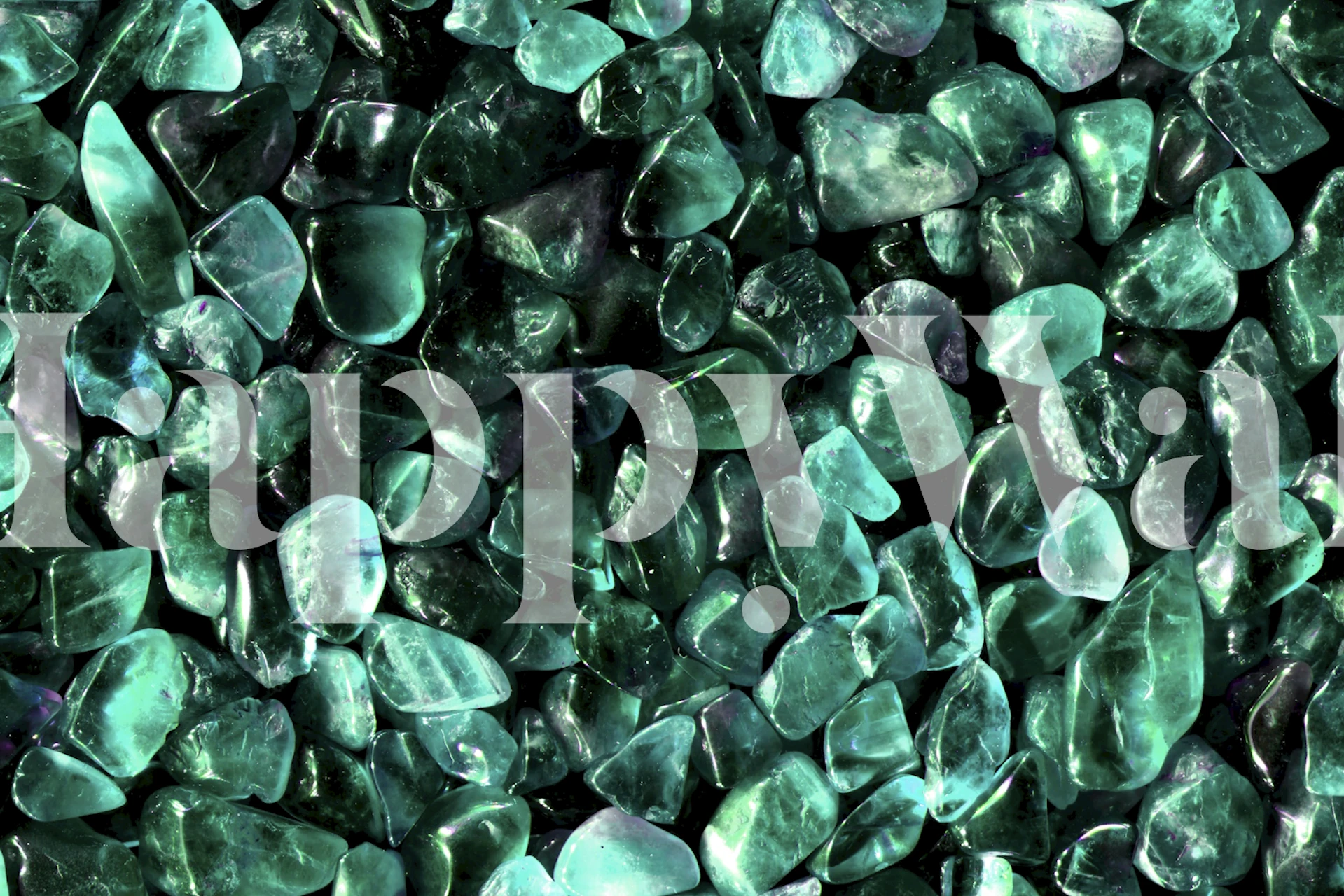 Carta da parati Teal Gemstones esposta in una stanza