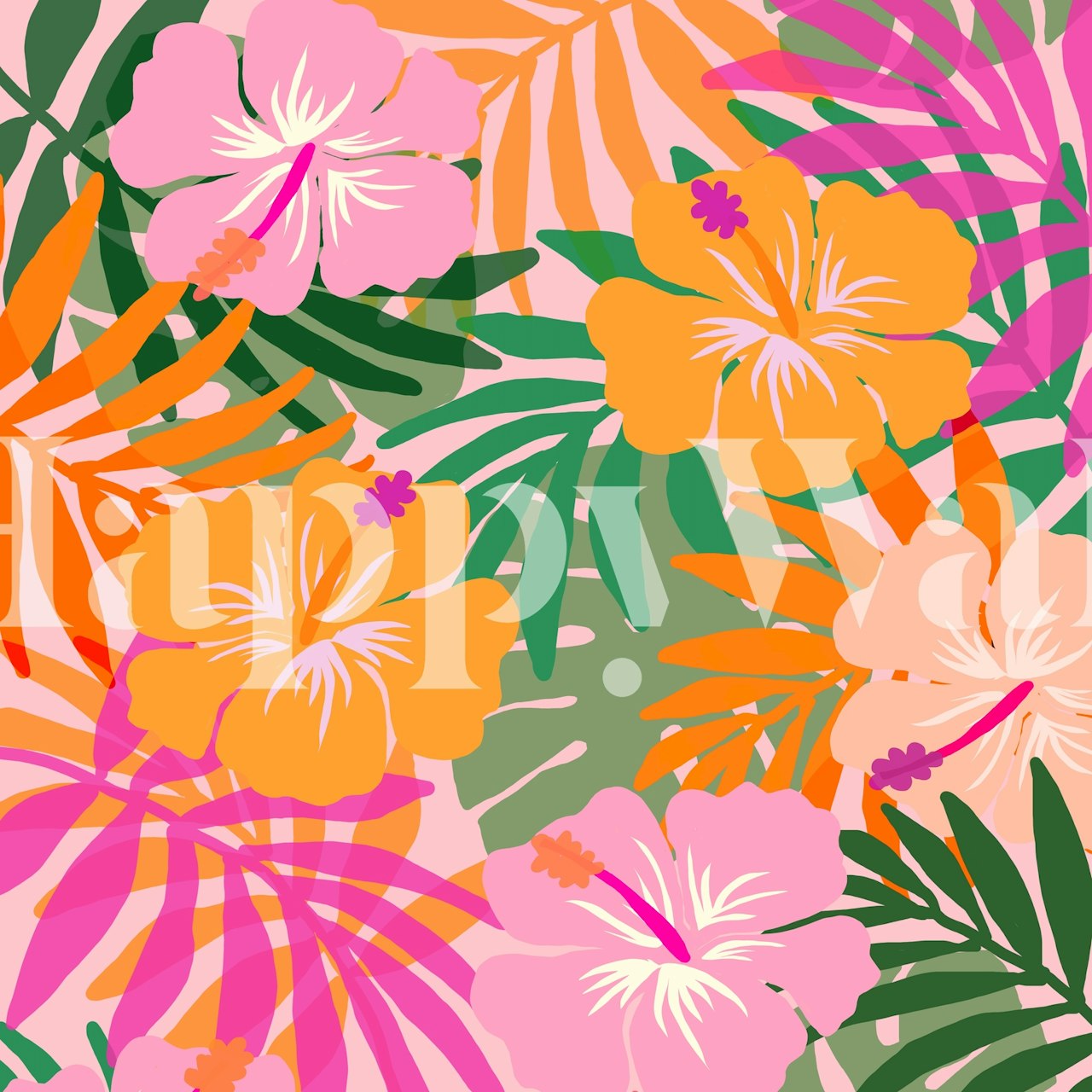 Design tapety Tropical Bloom v místnosti
