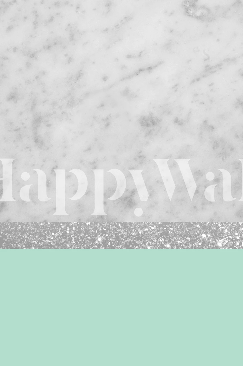 Mint green and marble gray with glitter stripe wallpaper