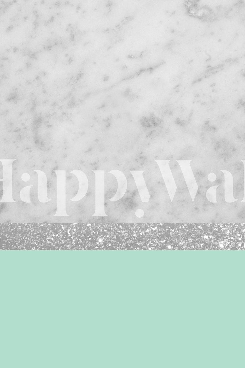 Mint green and marble gray with glitter stripe wallpaper