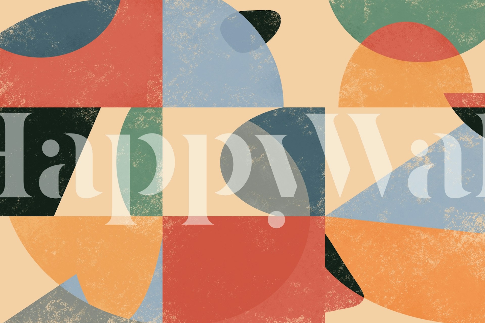 Colorful geometric shapes in red, blue, and green abstract wallpaper