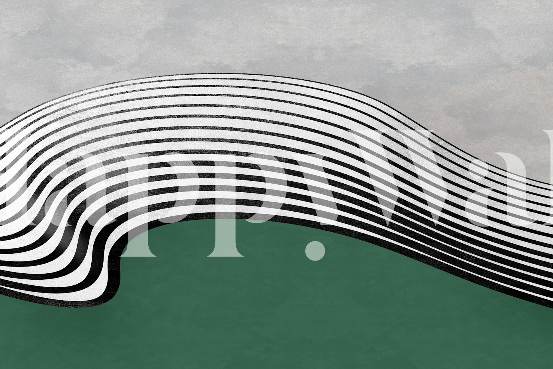 Abstract wave design with curving lines on green background for wall mural