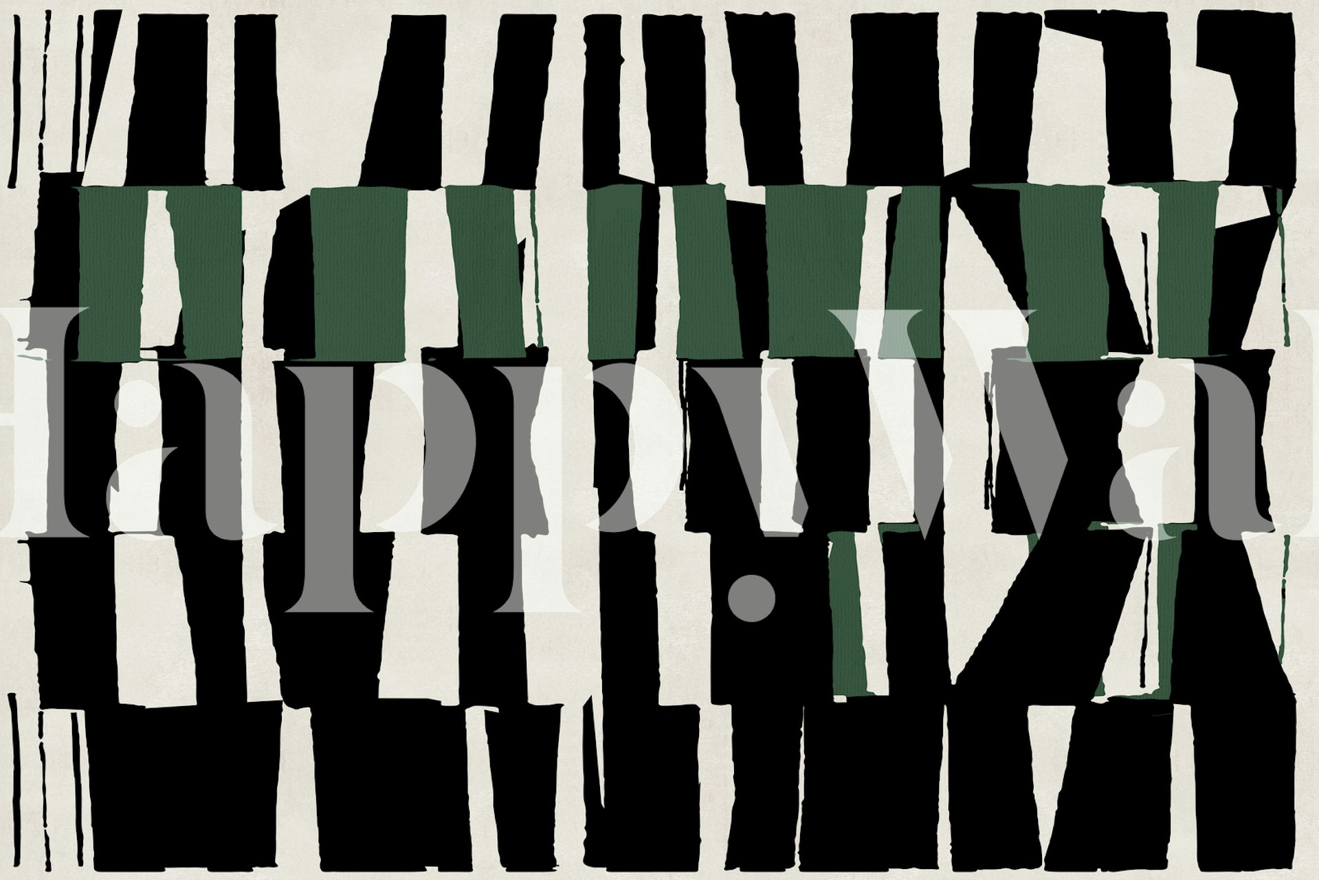 Modern Abstract Line 1 wall mural with black and green lines on a white background