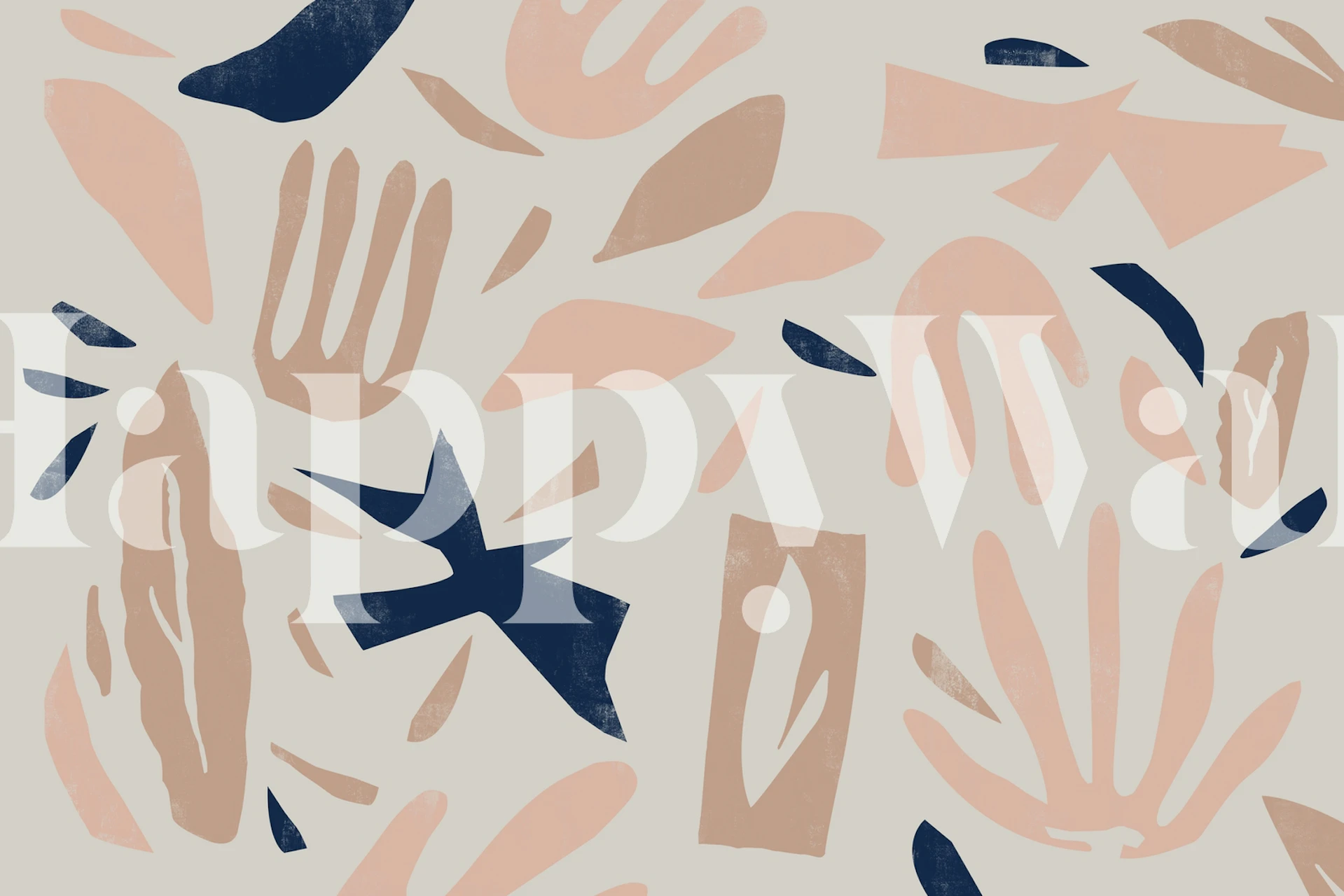 Abstrakt Matisse-inspirert veggmaleri med rustikke farger og former