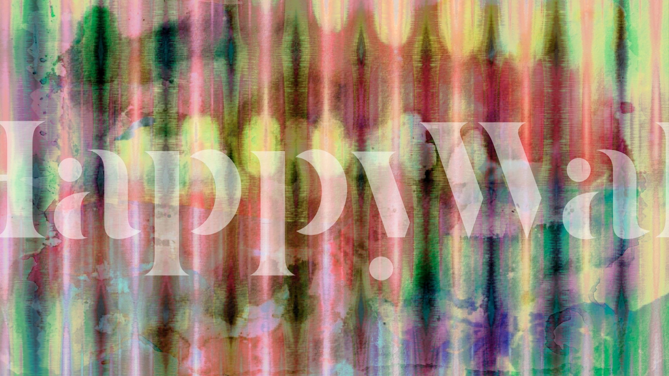 Colorful vertical watercolor stripes in pink, yellow, green and blue wallpaper