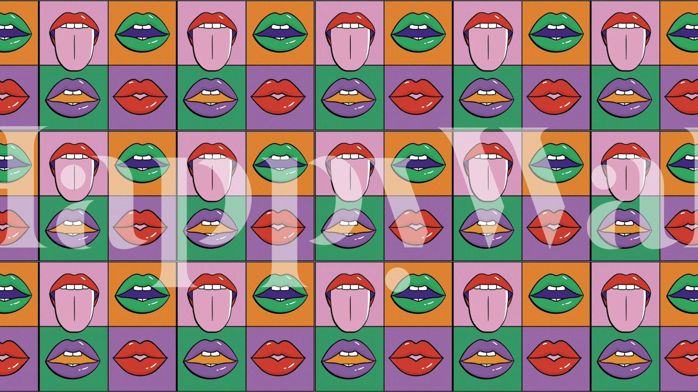 Papel tapiz Pop Art con diseño de labios coloridos