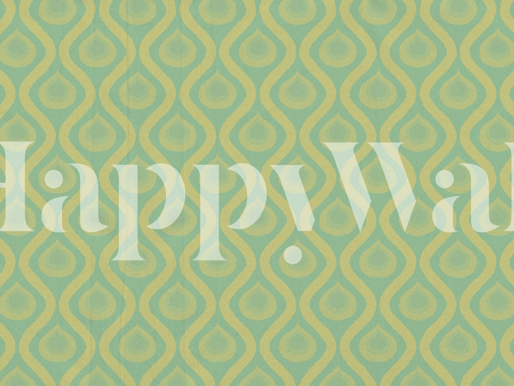 Fotomurais paisagistícos Padrão retrô geométrico amarelo-verde pastel