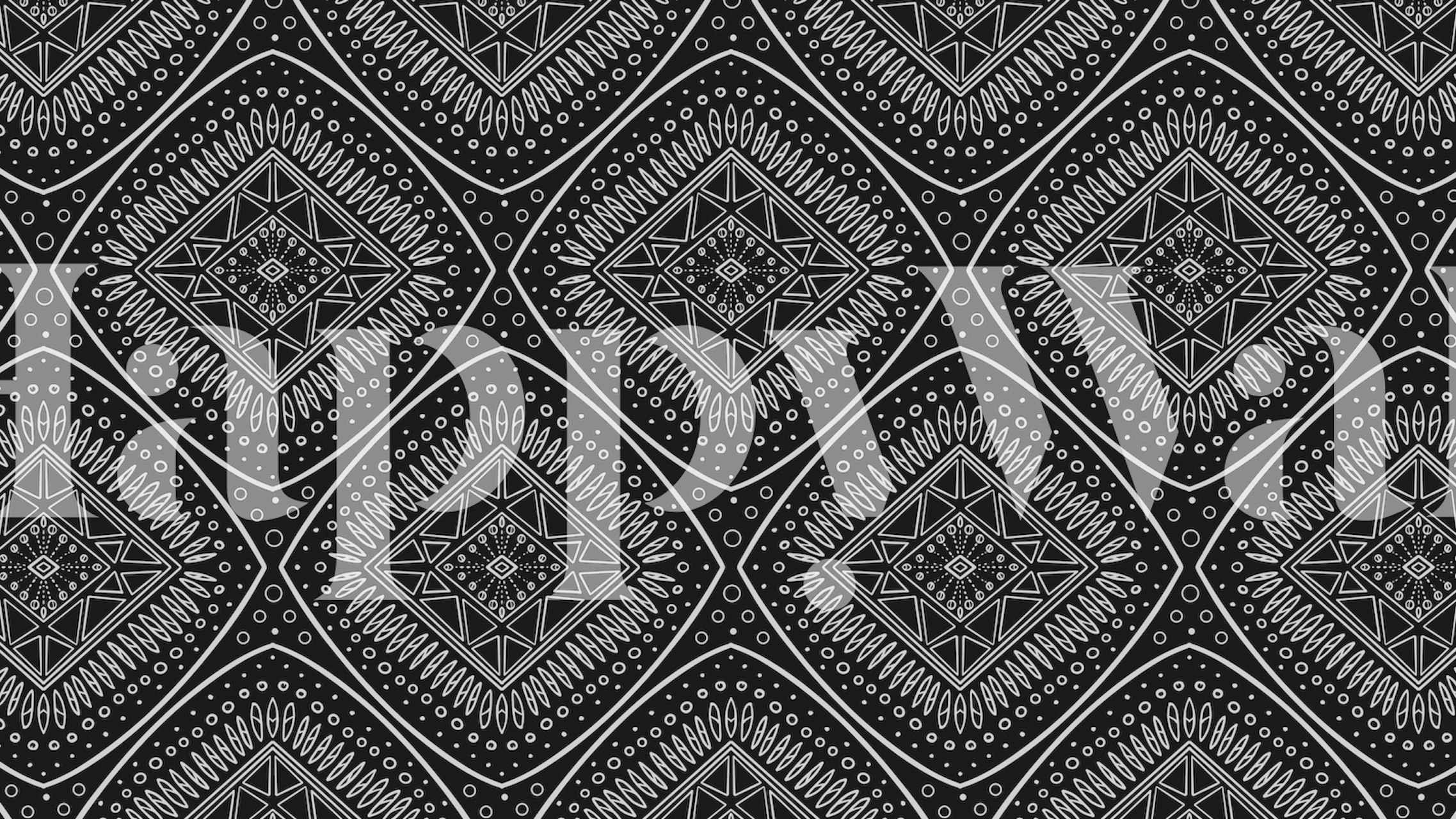 Intricate diamond pattern in black and white geometric wallpaper