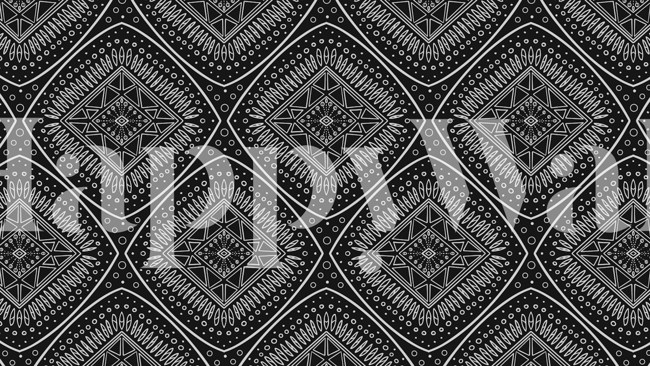 Intricate diamond pattern in black and white geometric wallpaper