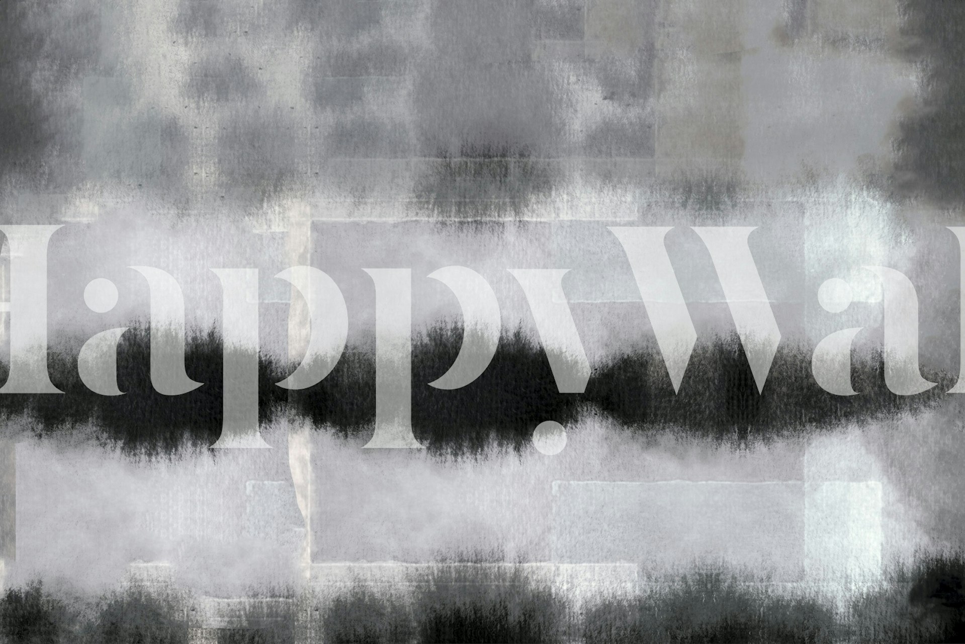 Abstract monochrome watercolor winter wall mural with tranquil grays and whites