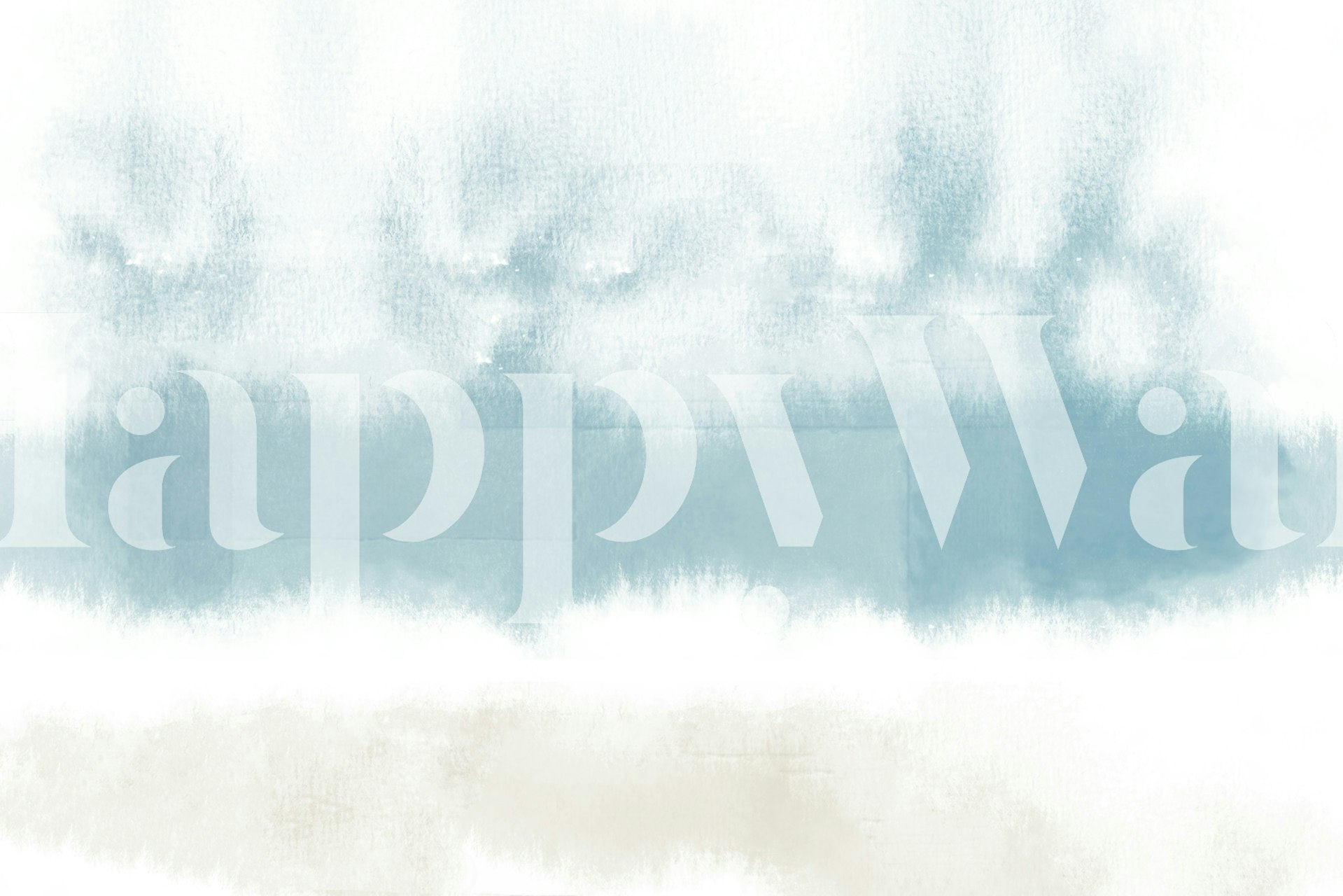 Papel de parede Watercolor Landscape Aqua exibido em um quarto