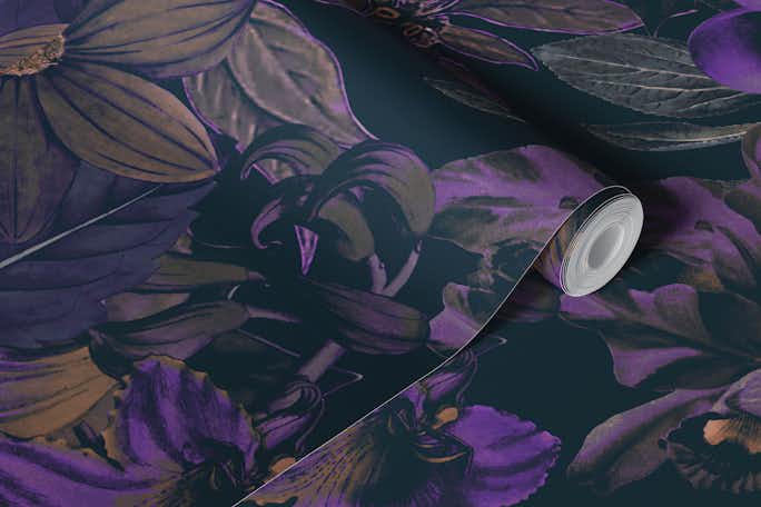 Purple Flower Junglewallpaper roll