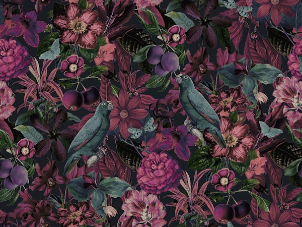 Burgundy Flower Jungle