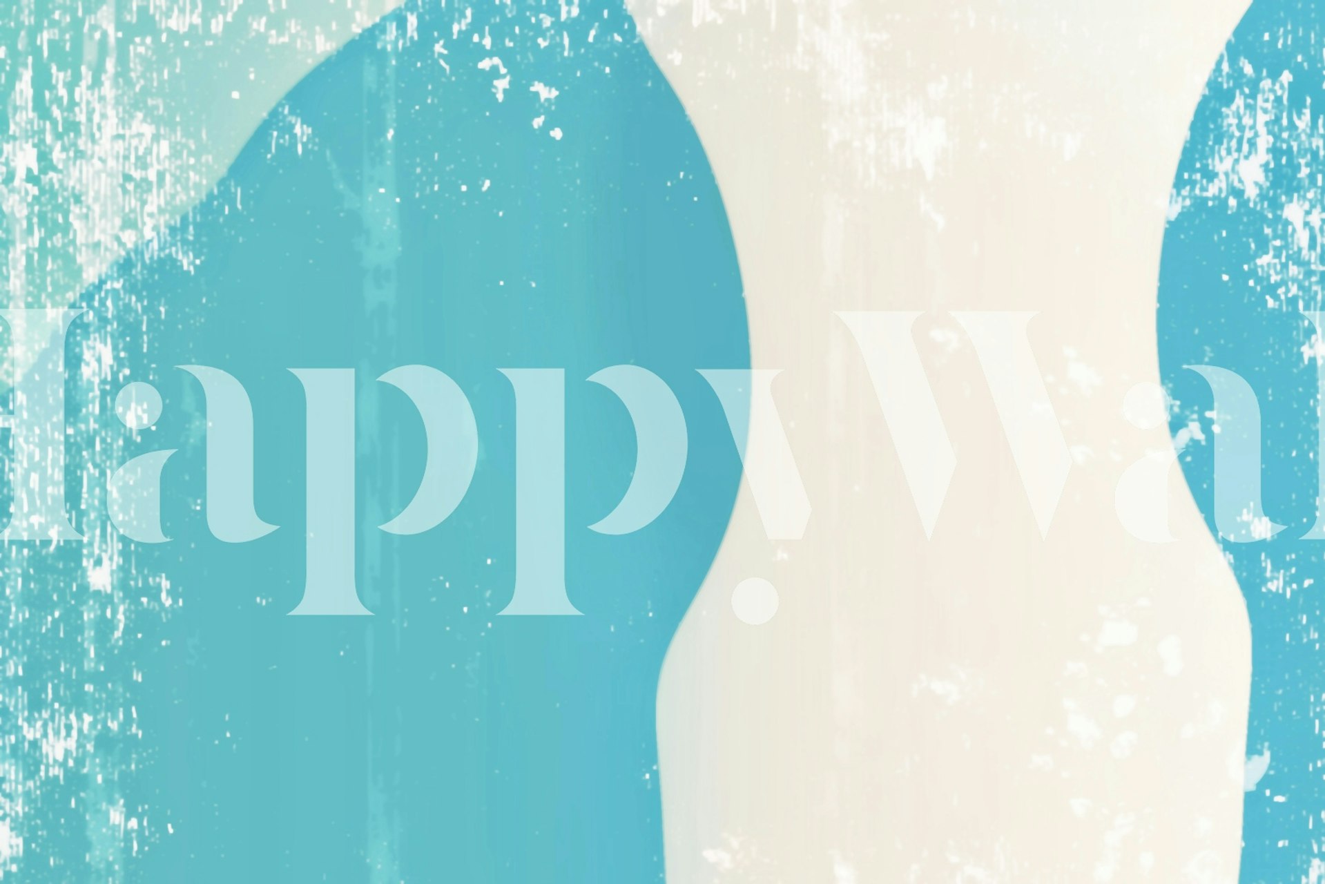 Abstract watercolor shapes wall mural in blue and cream