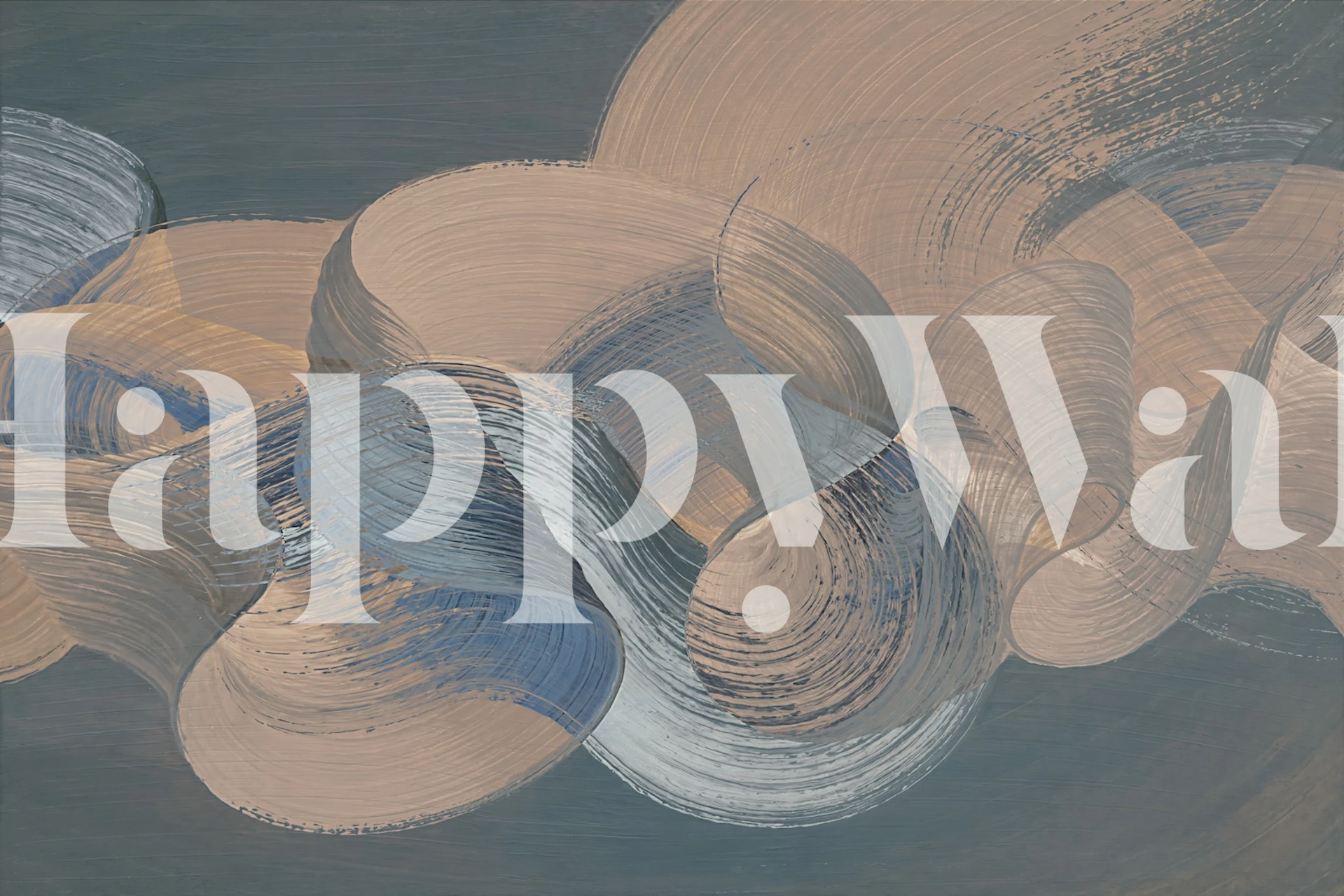 Zidni mural u obliku apstraktnih akvarela u plavoj i krem boji