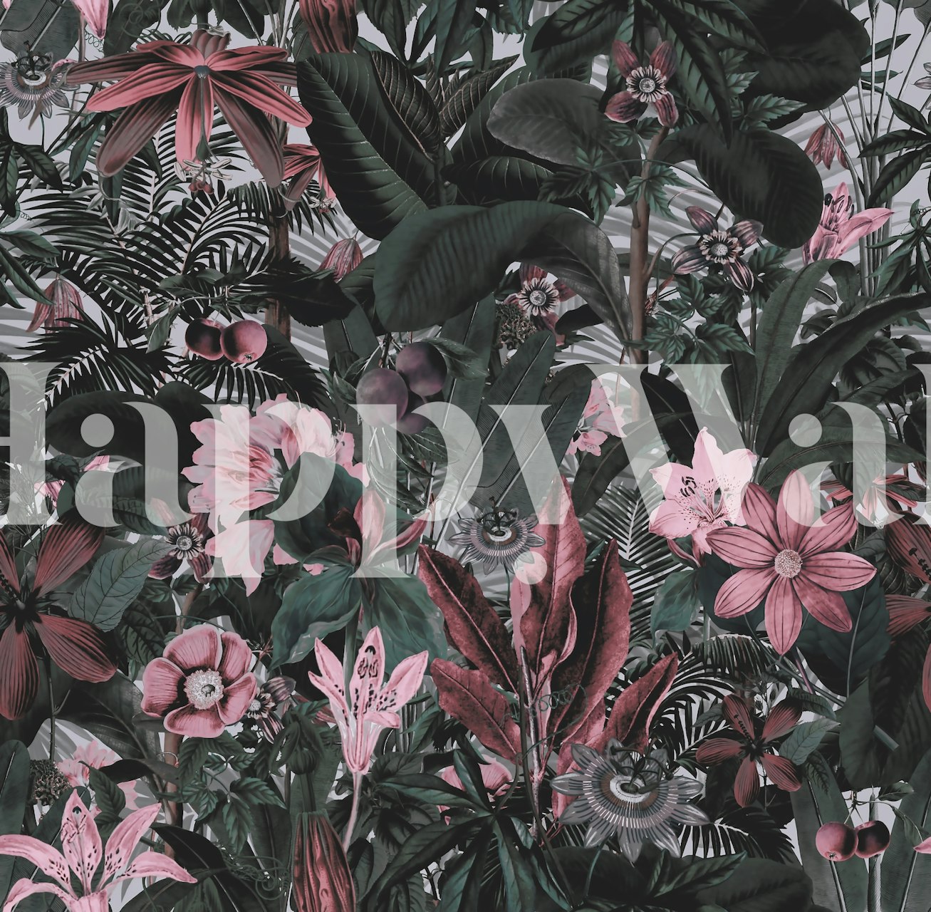 Moody Flower Jungle wallpaper in a room