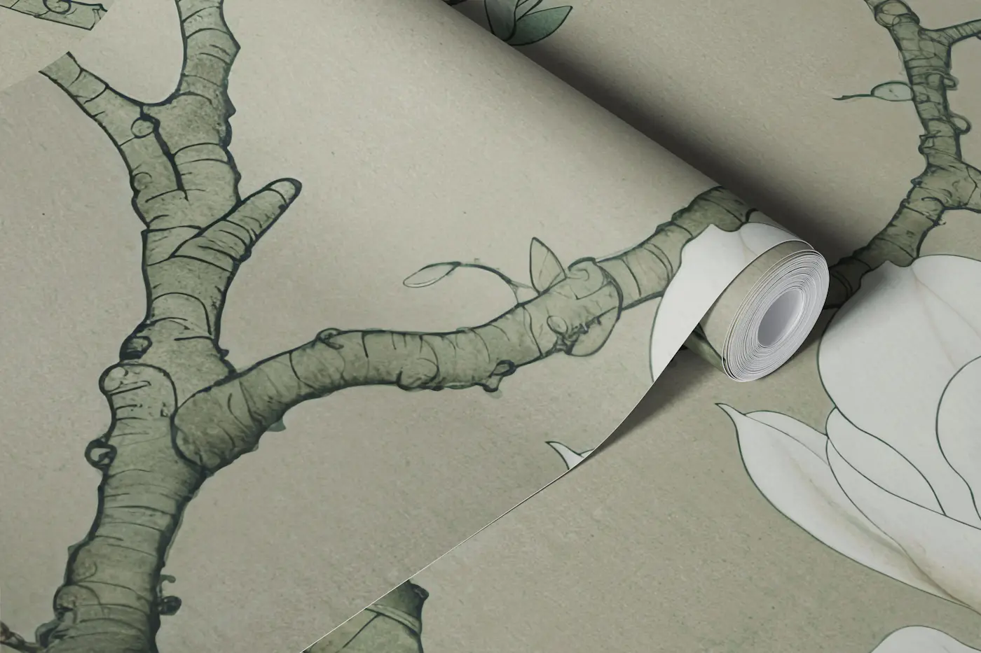 Spring Magnolia Chinoiserie wallpaper roll