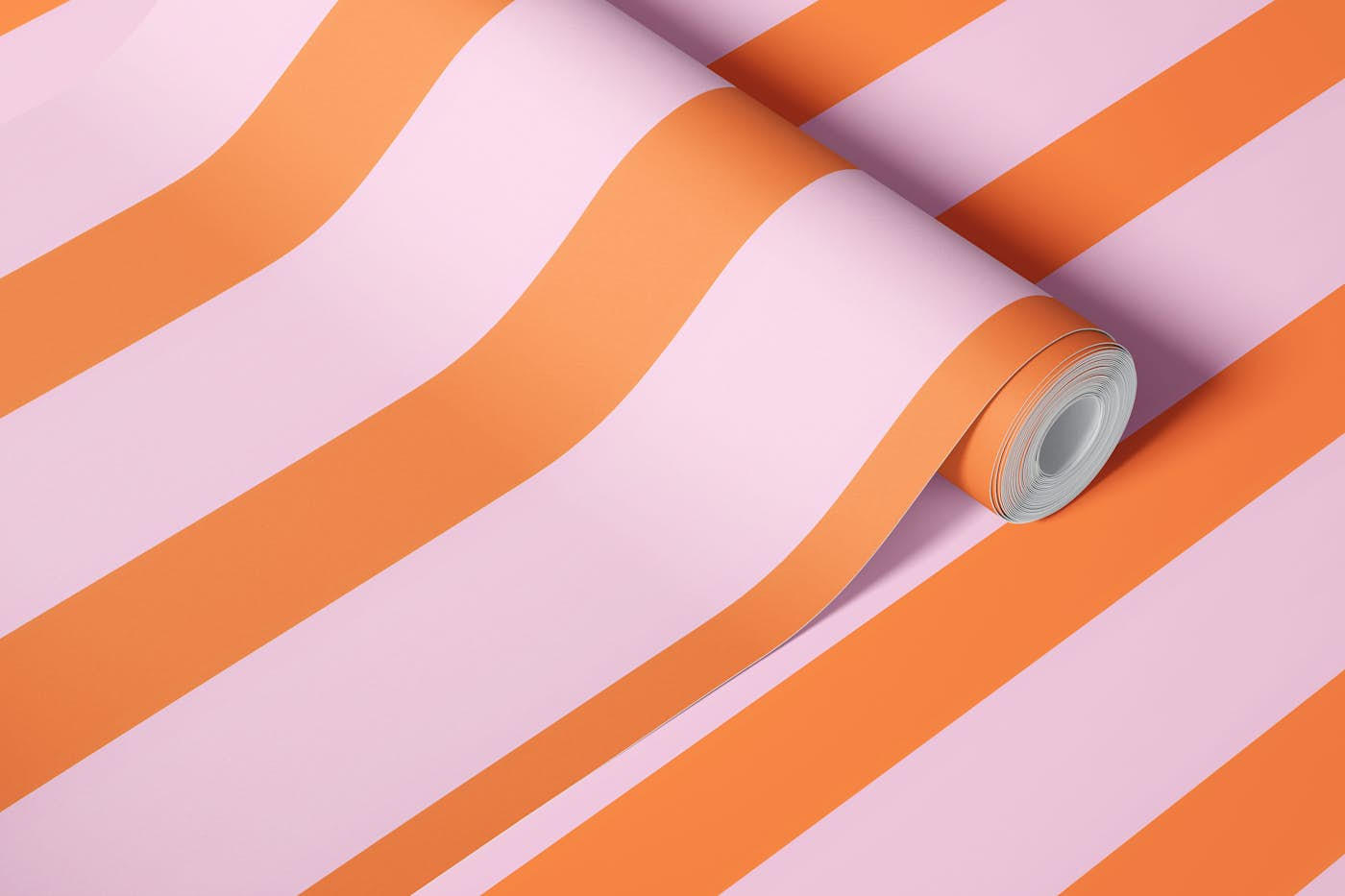 Pink and Orange Stripes wallpaper roll