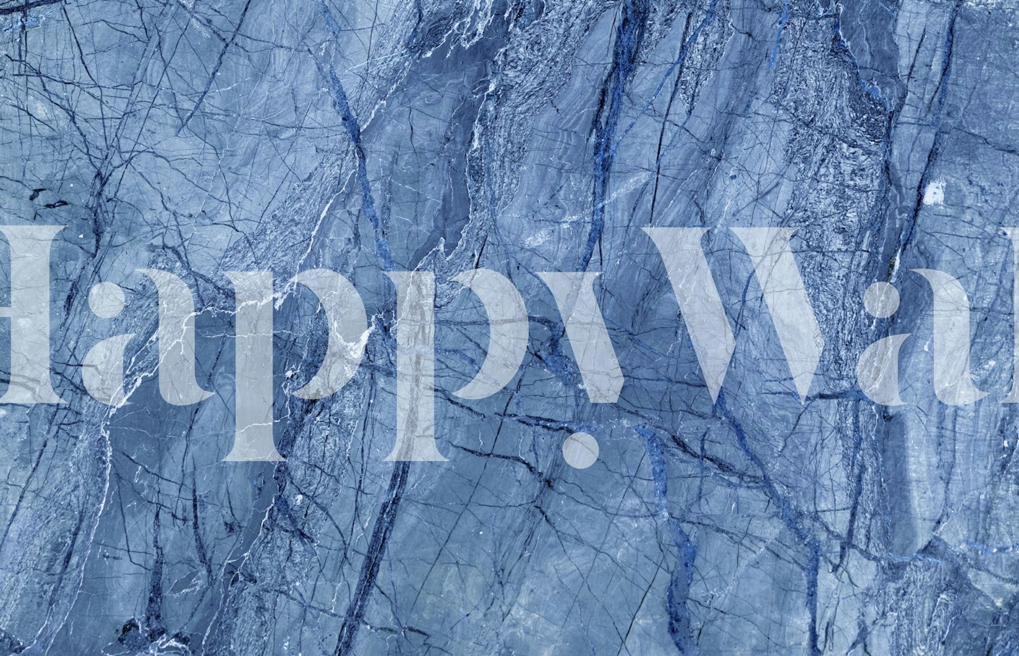 Deep blue marble pattern with dark veining wallpaper