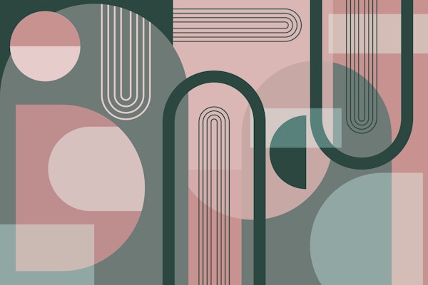 Abstract Mid Century PinkGreen