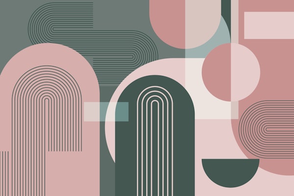 Mid Century Arches PinkGreen