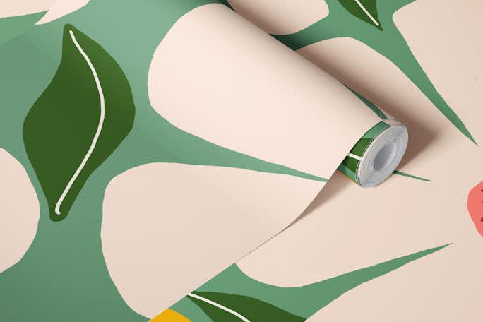 Wild Daisies - greenwallpaper roll