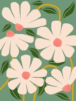 Wild Daisies - green carta da parati