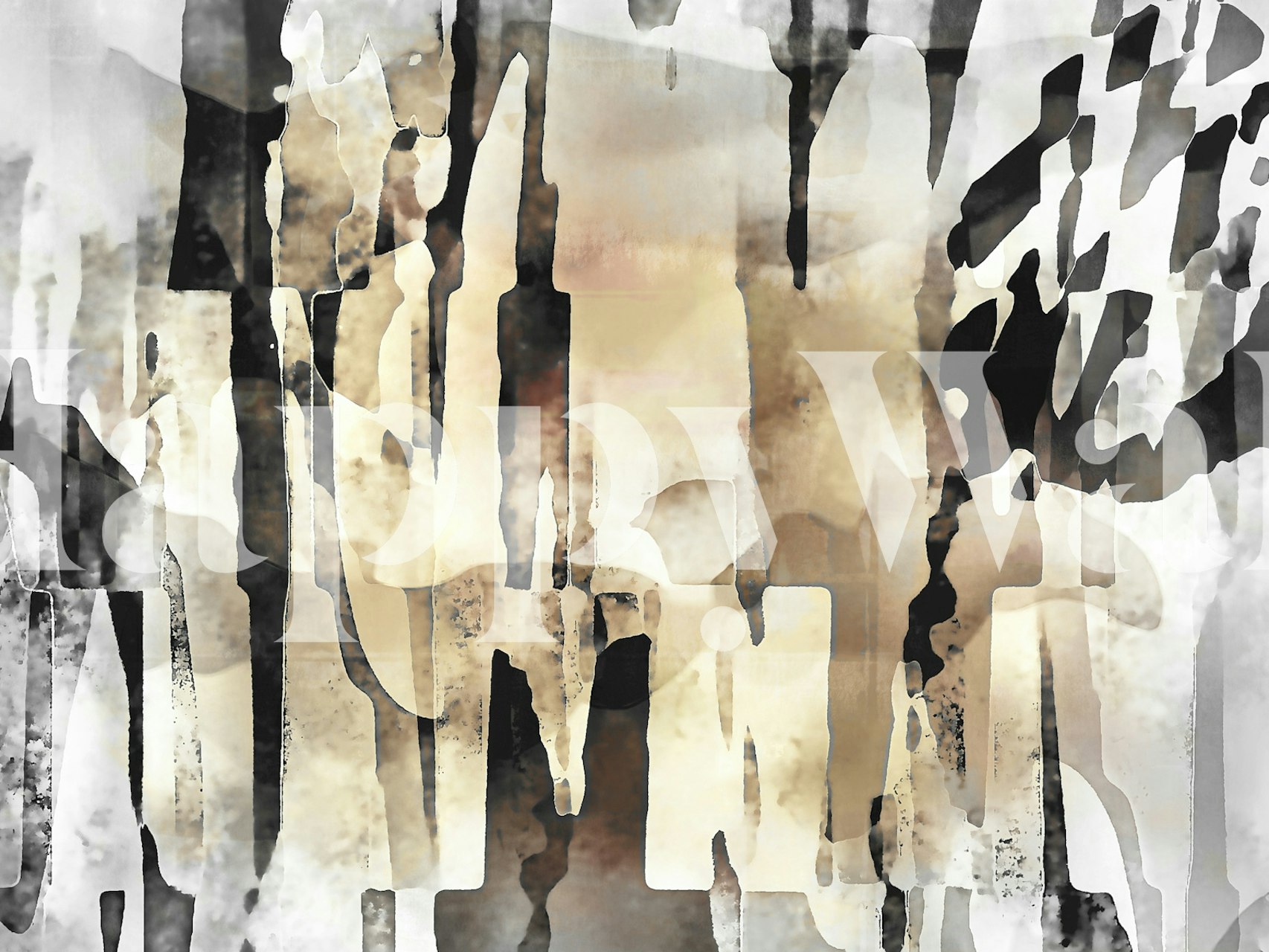 Abstract Afrikaans geïnspireerde kleurstofpatroon muurschildering met aardetinten