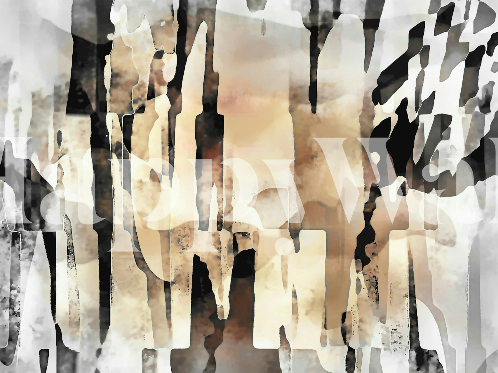 Abstract African-inspired dye pattern wall mural with earth tones